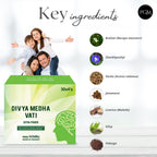Natural memory enhancer tablets container for concentration and mental clarity.