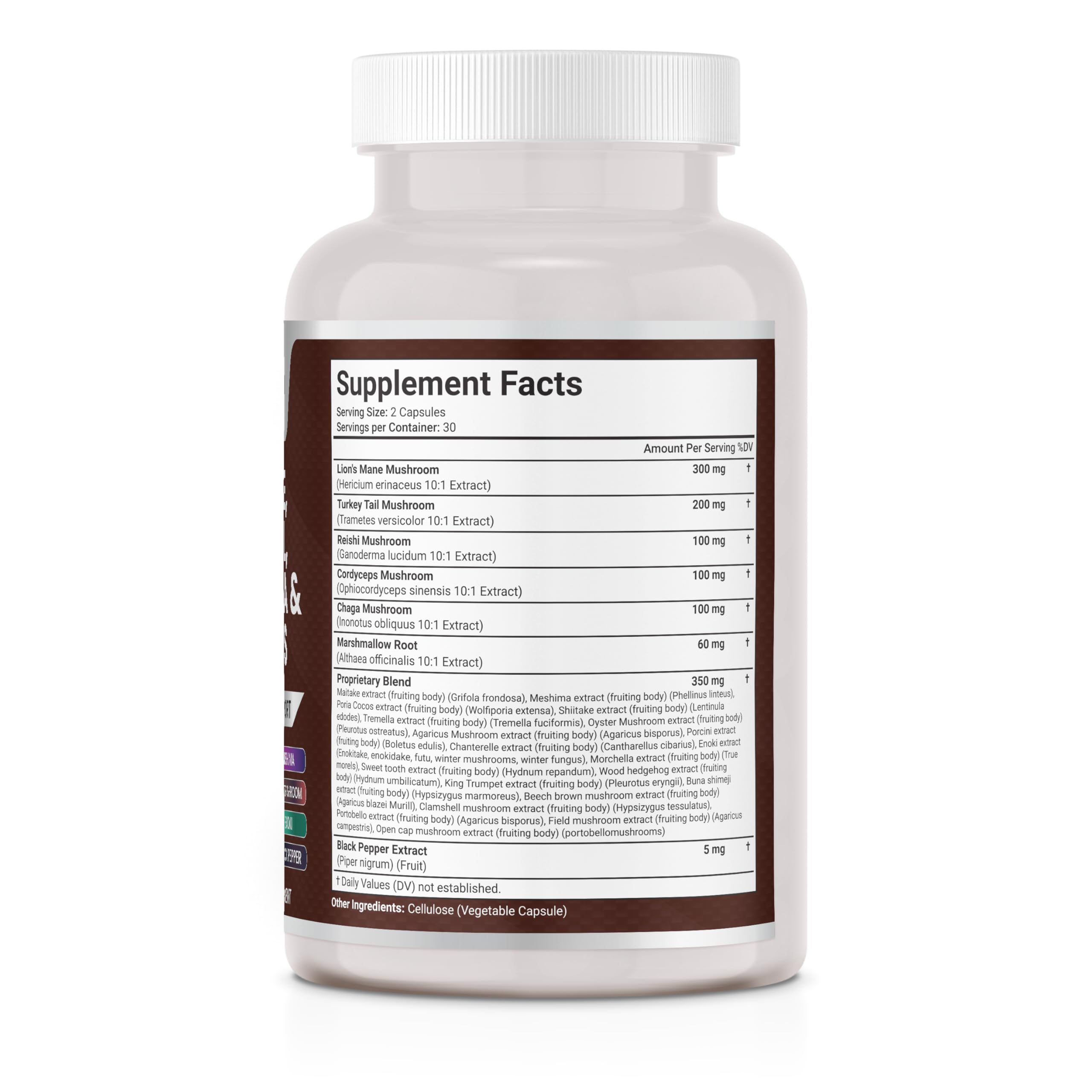 Clean Nutraceuticals mushroom supplement bottle label ingredients