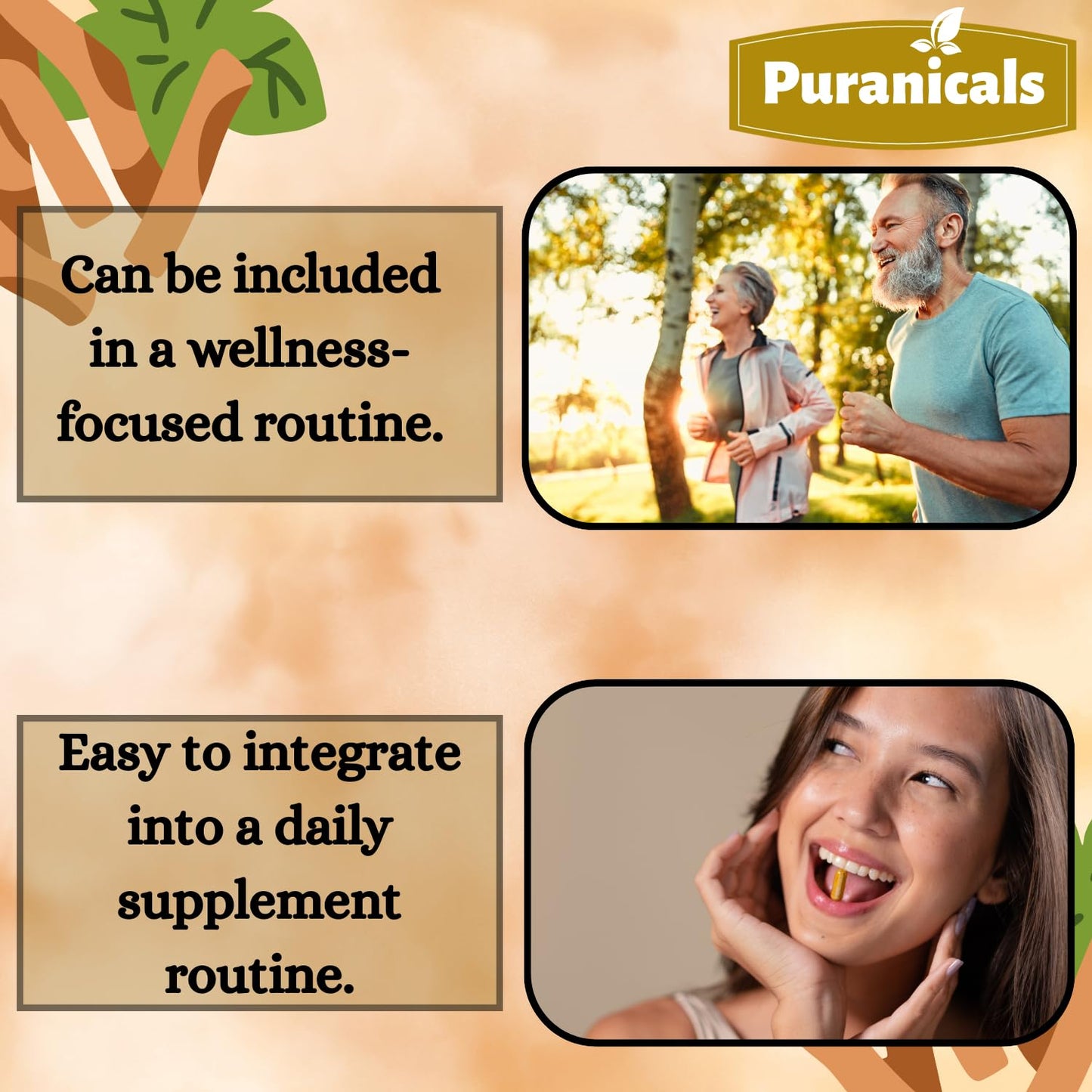 Authentic Puranicals Ashwagandha 800mg serving size information on the outer packaging.