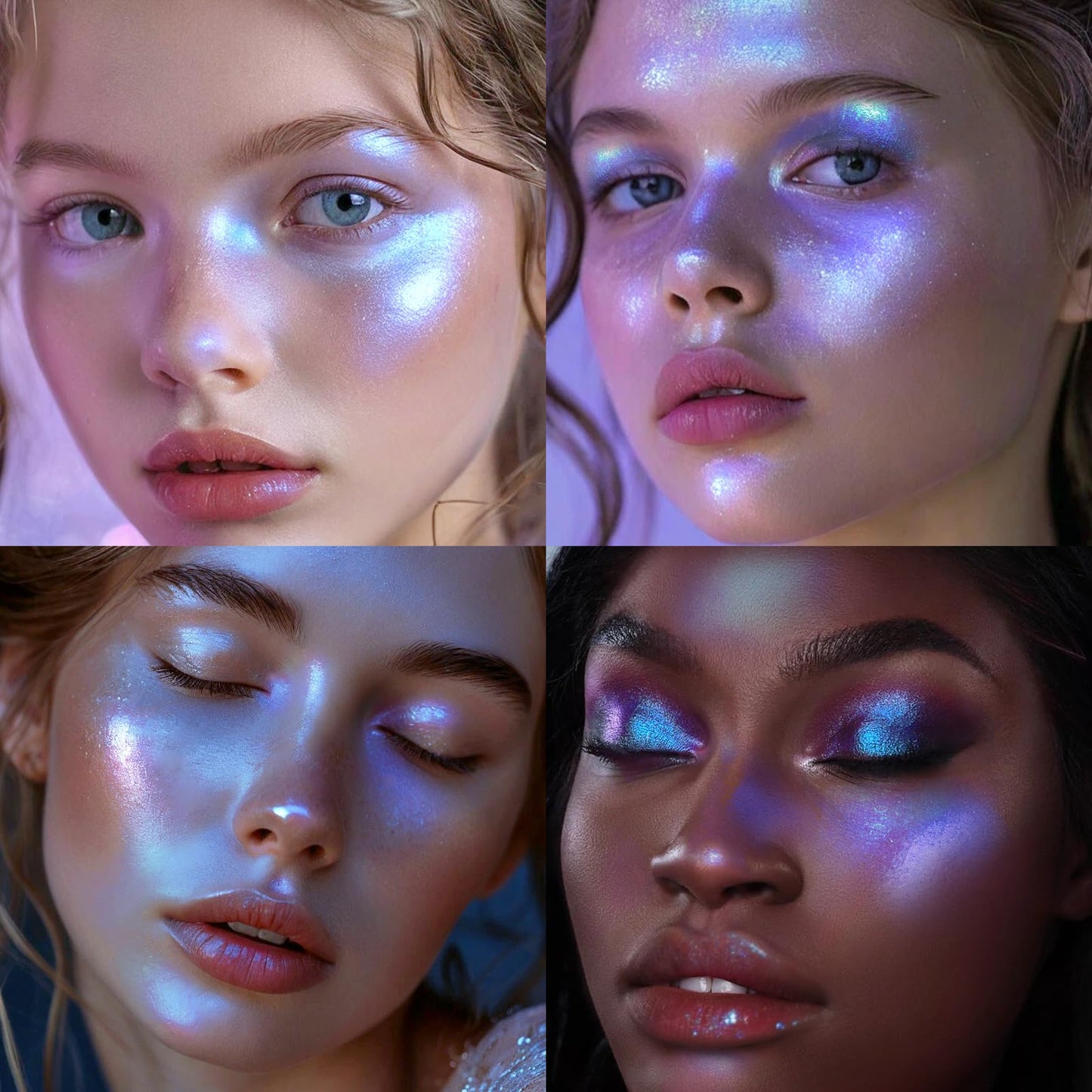 HOSAILY Holographic Duochrome compact held in hand to demonstrate the portable product dimensions and premium design.