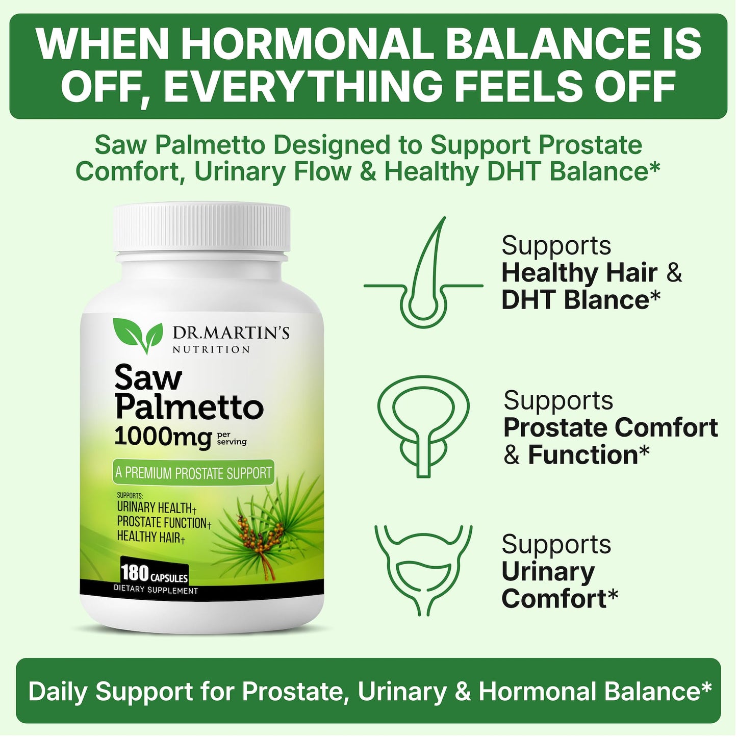 Dr. Martin's Nutrition Saw Palmetto natural DHT blocker supplement for hair loss