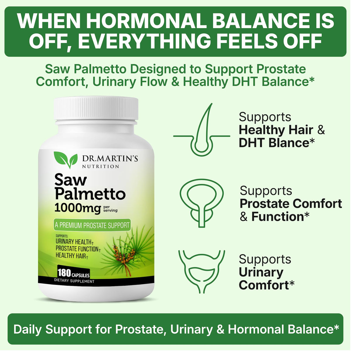 Dr. Martin's Nutrition Saw Palmetto natural DHT blocker supplement for hair loss