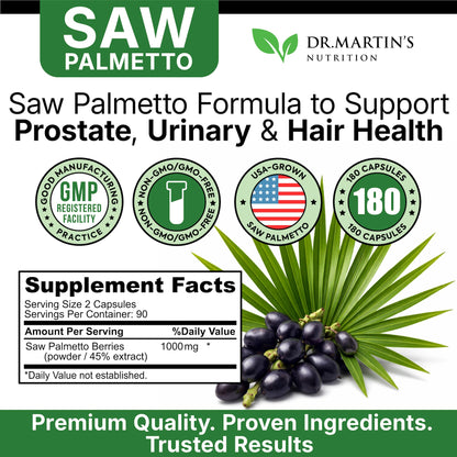 Dr. Martin's Nutrition Saw Palmetto herbal supplement packaging safety seal