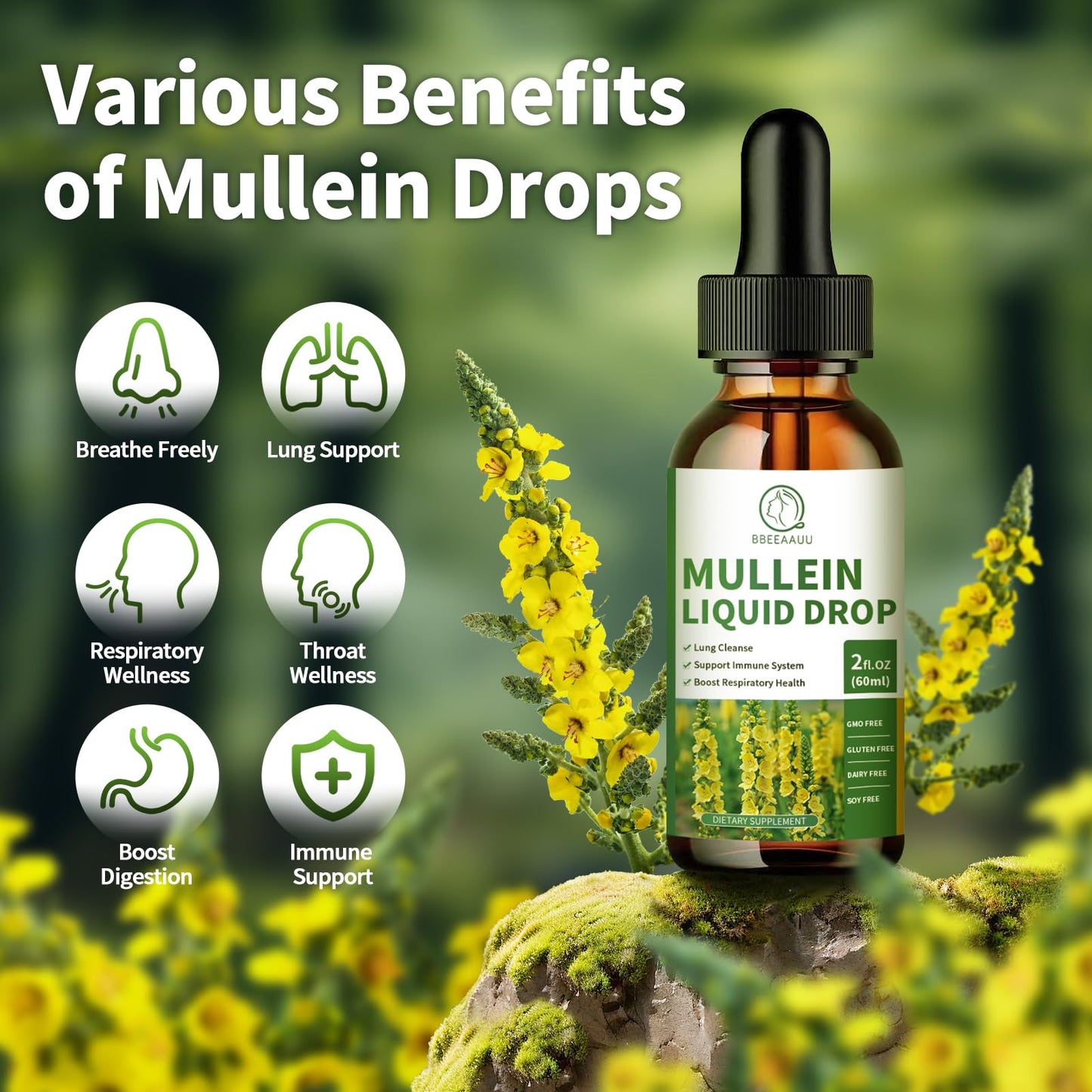 BBEEAAUU Mullein lung cleanse liquid drops label details