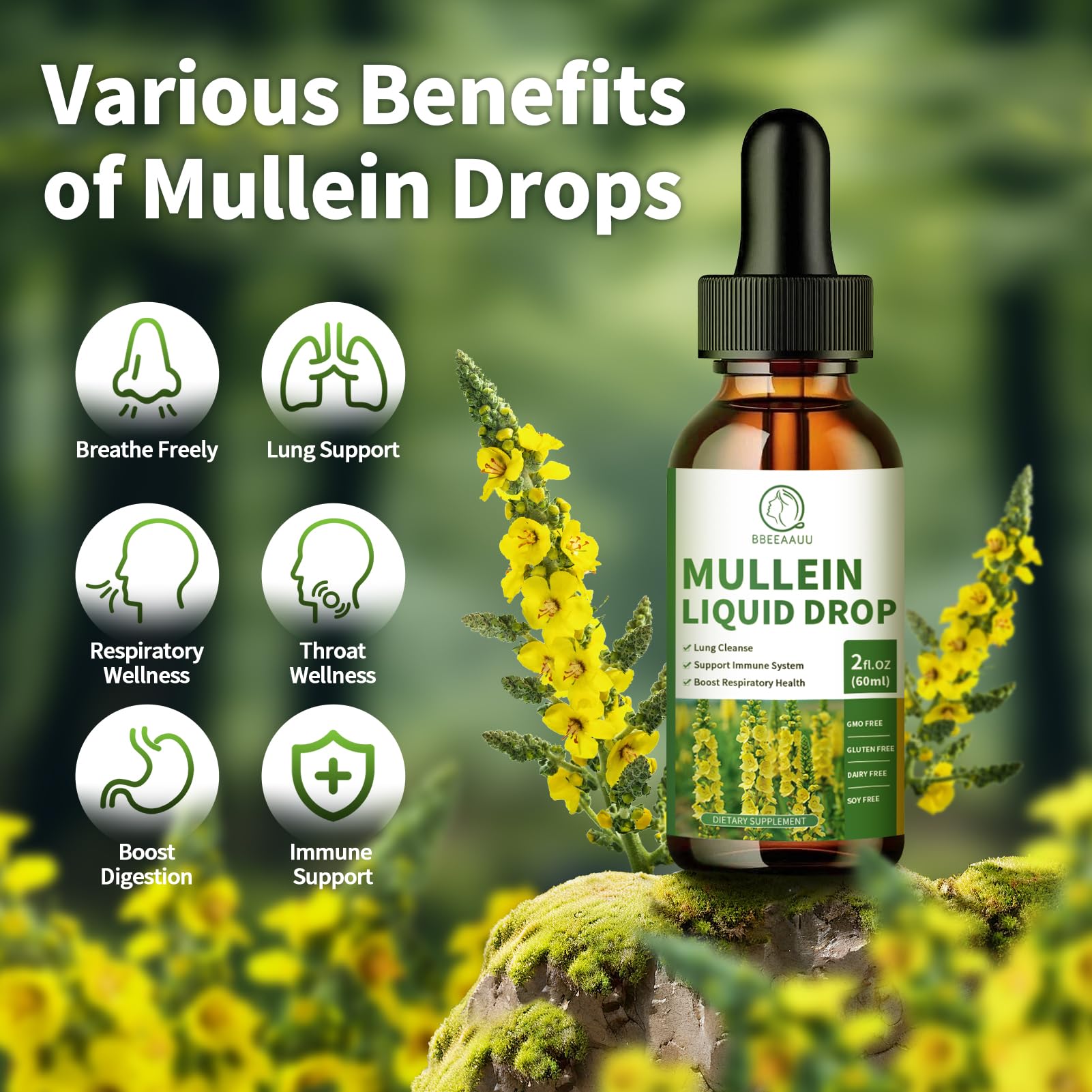 BBEEAAUU Mullein lung cleanse liquid drops label details