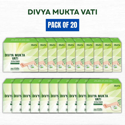 Side view of PGM Divya Muktavati Extra Power herbal supplement detailing natural ingredients for hypertension relief.