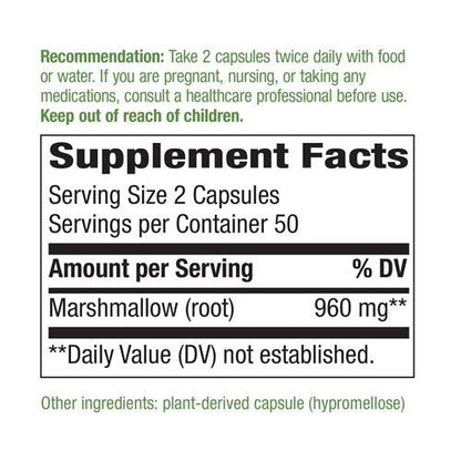 Nature's Way Marshmallow Root non-GMO certified vegan dietary supplement packaging