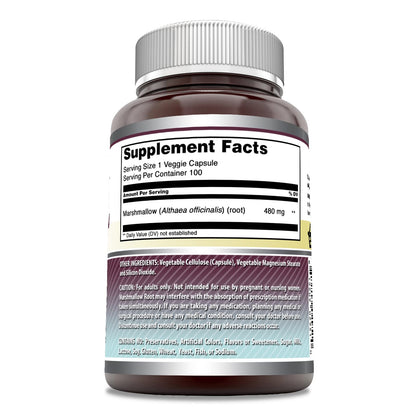 Amazing Nutrition Marshmallow Root 100 veggie capsules bottle label
