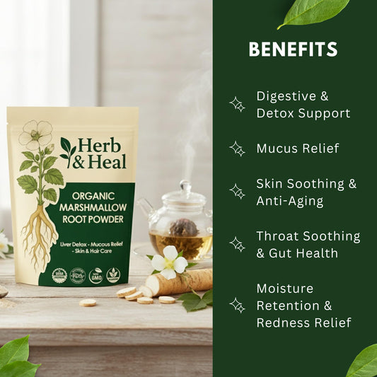 Herb and Heal Marshmallow Root Powder packaging back details