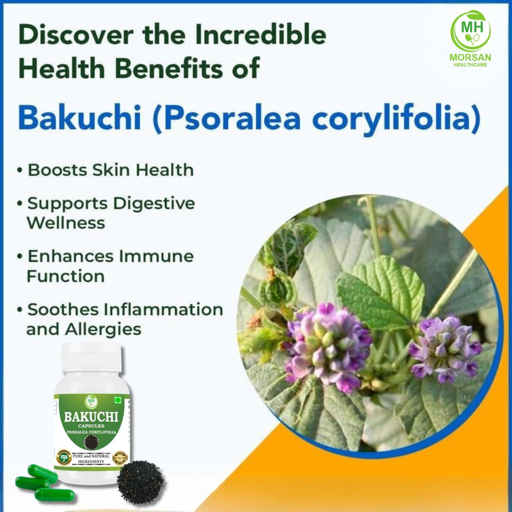Premium imported packaging of pure Babchi extract capsules for natural skin tone support.