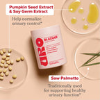 O Positiv URO vegan capsules spilled next to the bottle highlighting the premium dietary formula.