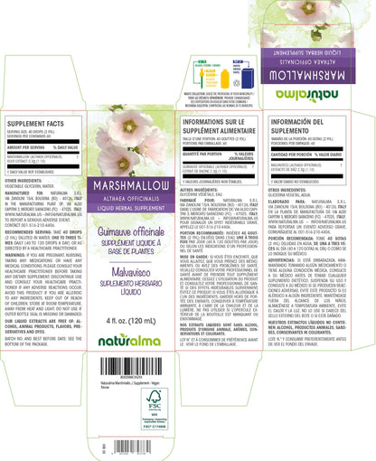 Naturalma Marshmallow Root liquid extract 4 fluid ounces bottle
