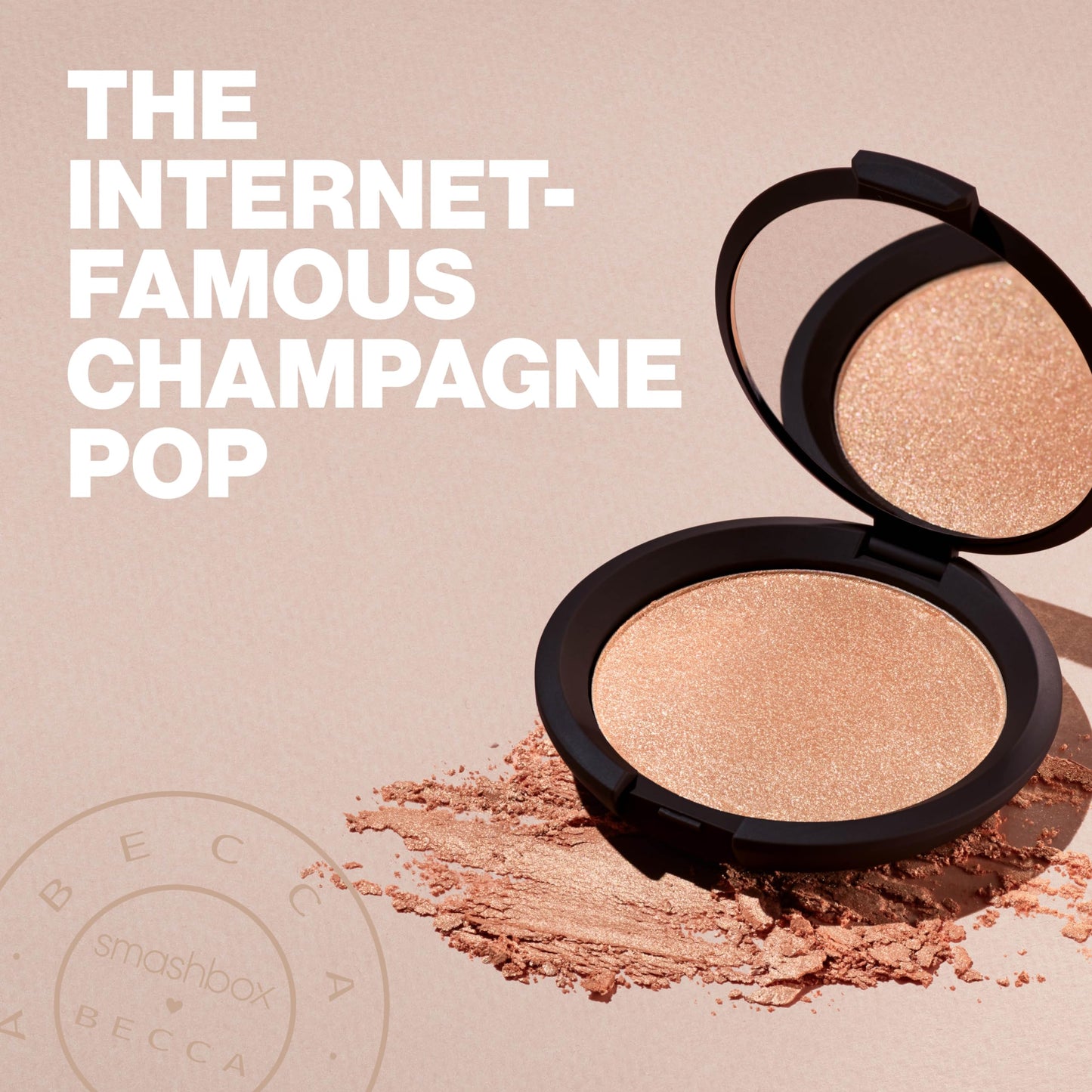 Smashbox X BECCA Shimmering Skin Perfector compact side angle view highlighting the sleek packaging