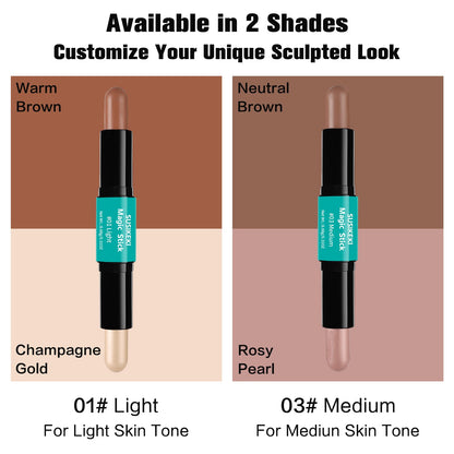 Susikeki contouring stick kit showing shades 01 and 03 uncapped for face sculpting.