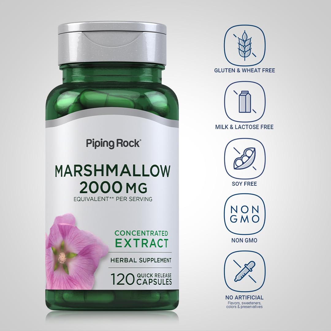 Close up of Piping Rock Marshmallow Root quick release capsules