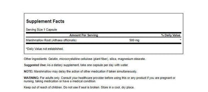 Swanson Marshmallow Root 500 mg 90 Capsules dietary supplement bottle