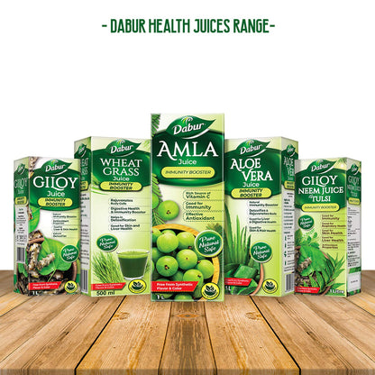Dabur Giloy Juice 1 Litre full bottle design for daily health routines.