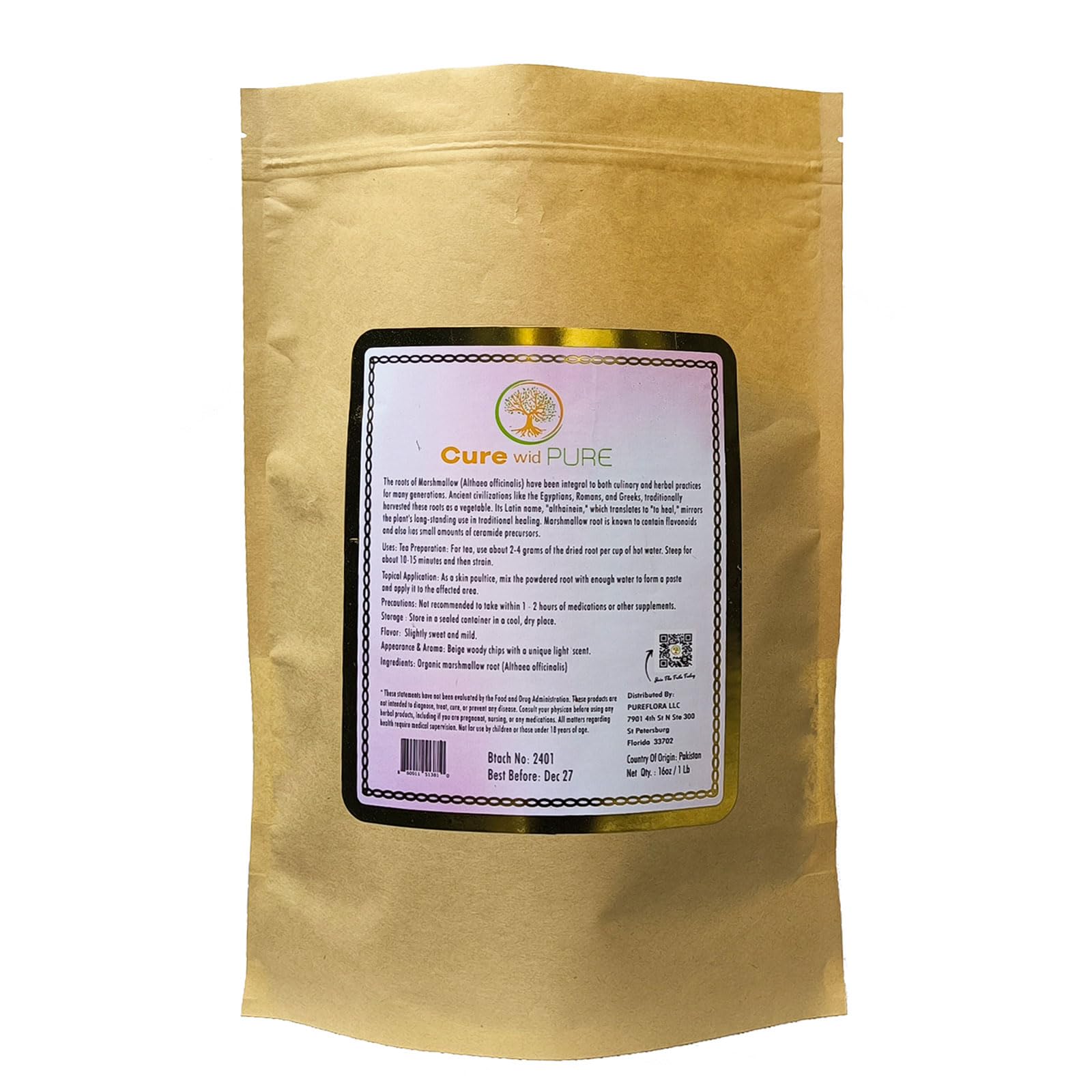 Cure Wid Pure Marshmallow Root cut and sifted texture