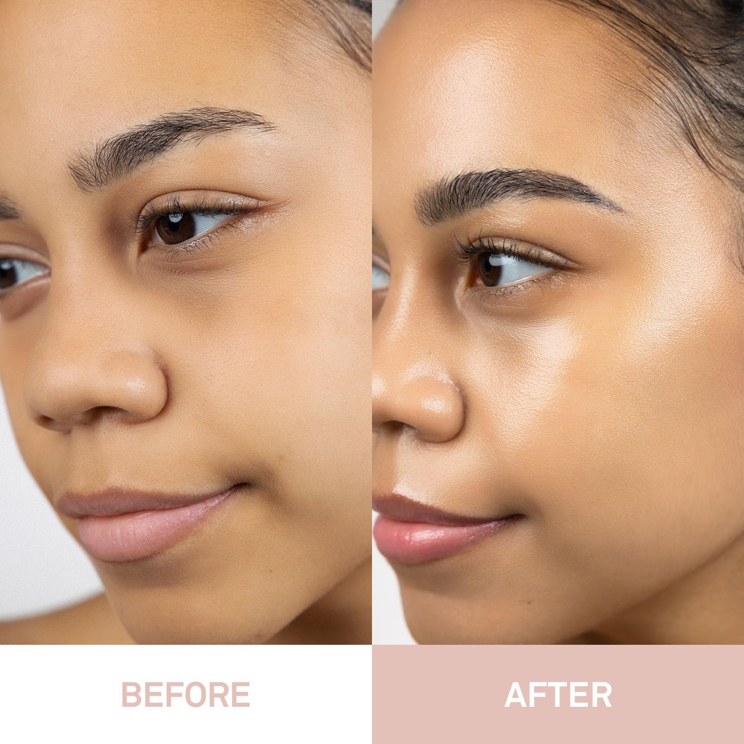 Applying Hince True Dimension Radiance Balm on cheekbones for natural face illumination.