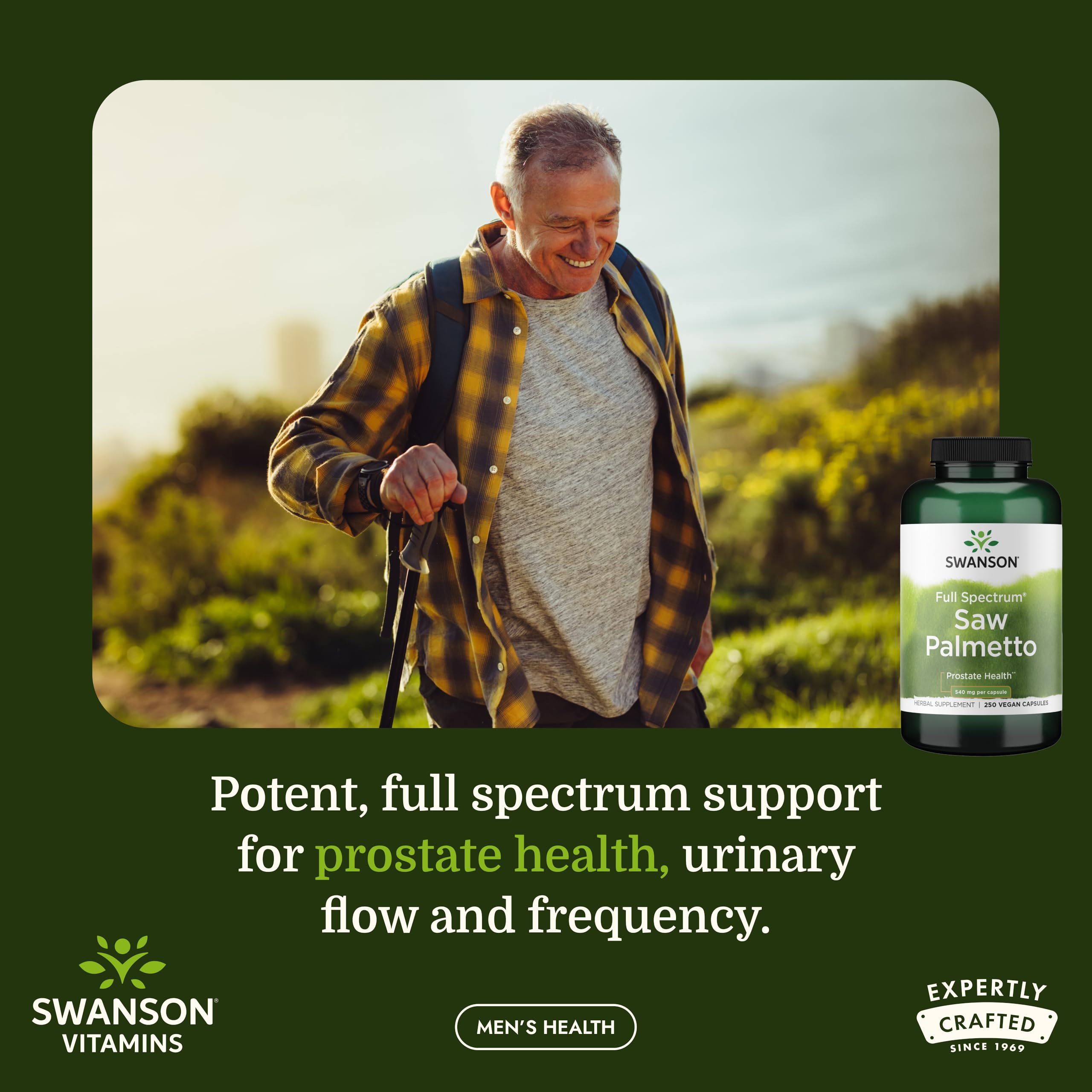 Swanson Saw Palmetto 540mg herbal supplement for men side label view