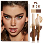 Dual ended makeup stick showing neutral bronzer and highlighter tips