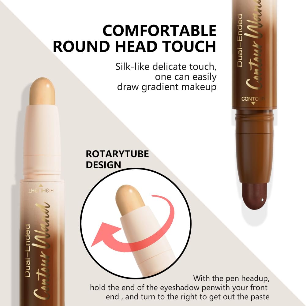 Waterproof cream contour stick in Rich shade applied on skin swatches