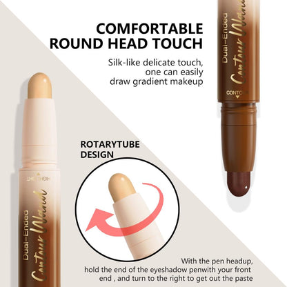 Waterproof cream contour stick in Rich shade applied on skin swatches