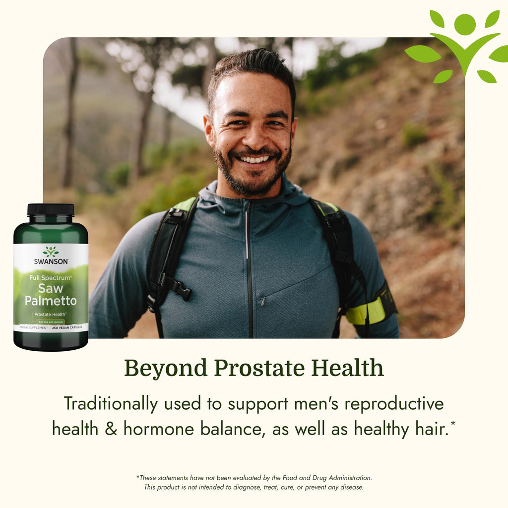 Swanson Saw Palmetto 540mg capsules for male urinary flow health