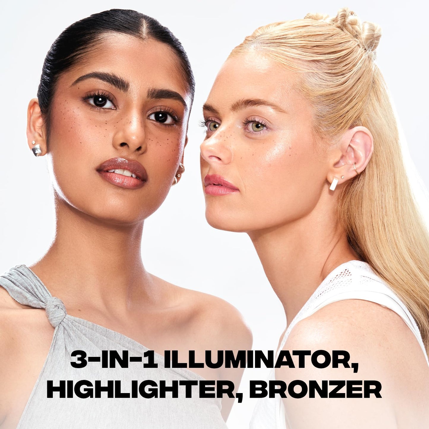 Side angle view of Sacheu long wear face illuminator showing lightweight premium bottle design