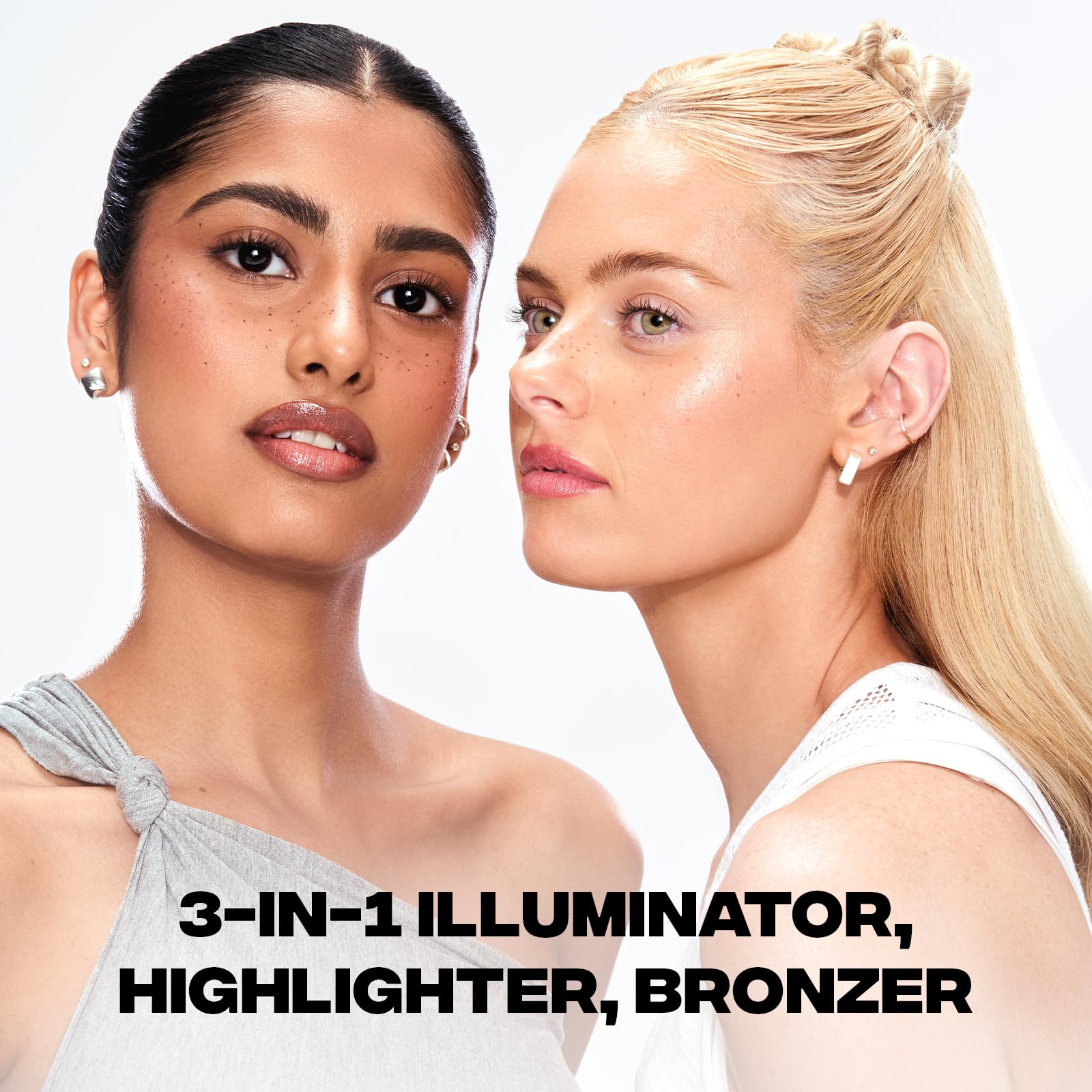 Side angle view of Sacheu long wear face illuminator showing lightweight premium bottle design
