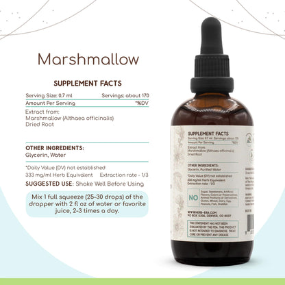 Label detail of Herbera marshmallow root extract showing ingredients