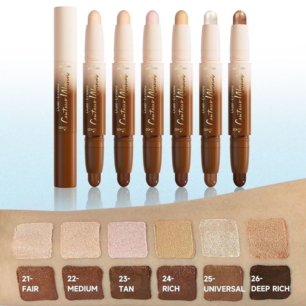 Blendable lightweight contour and highlighter stick in hand