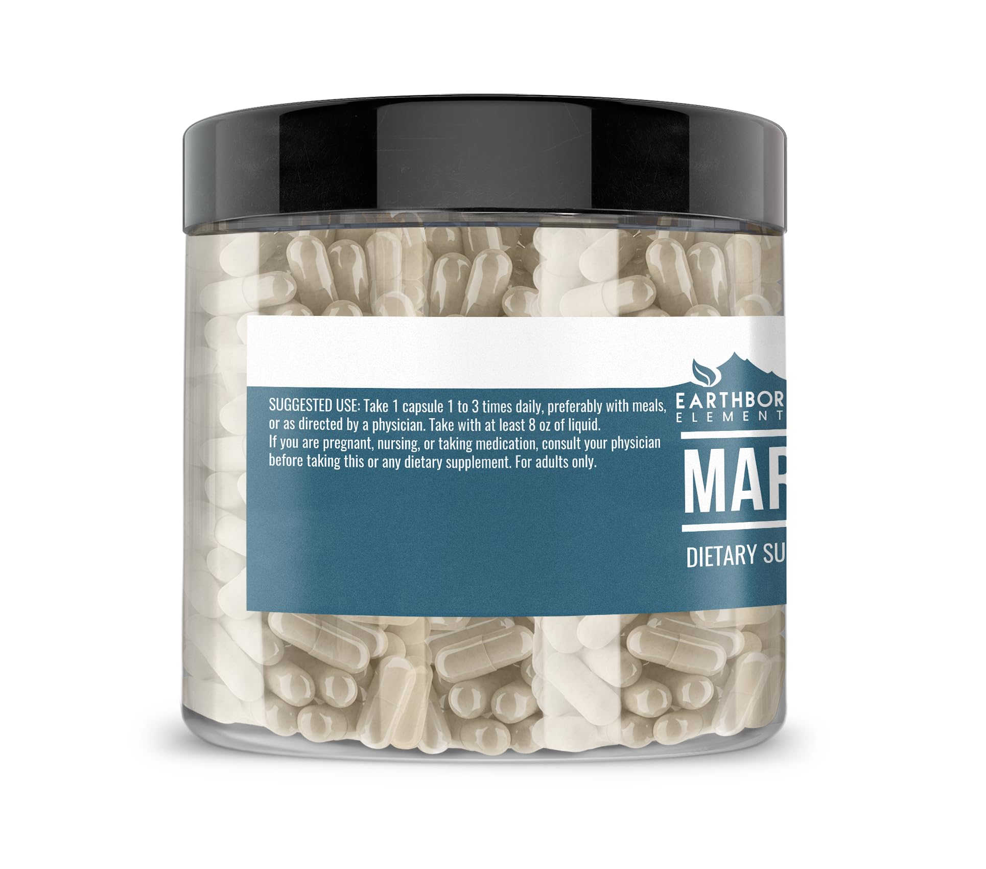 Back of Earthborn Elements Marshmallow Root bottle showing supplement facts