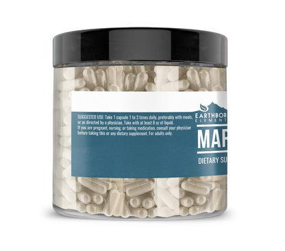 Back of Earthborn Elements Marshmallow Root bottle showing supplement facts