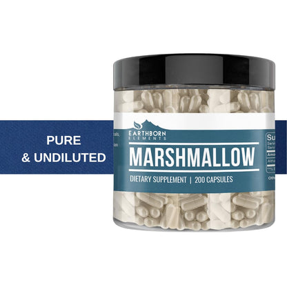 Side view of Earthborn Elements Marshmallow Root 200 capsules bottle