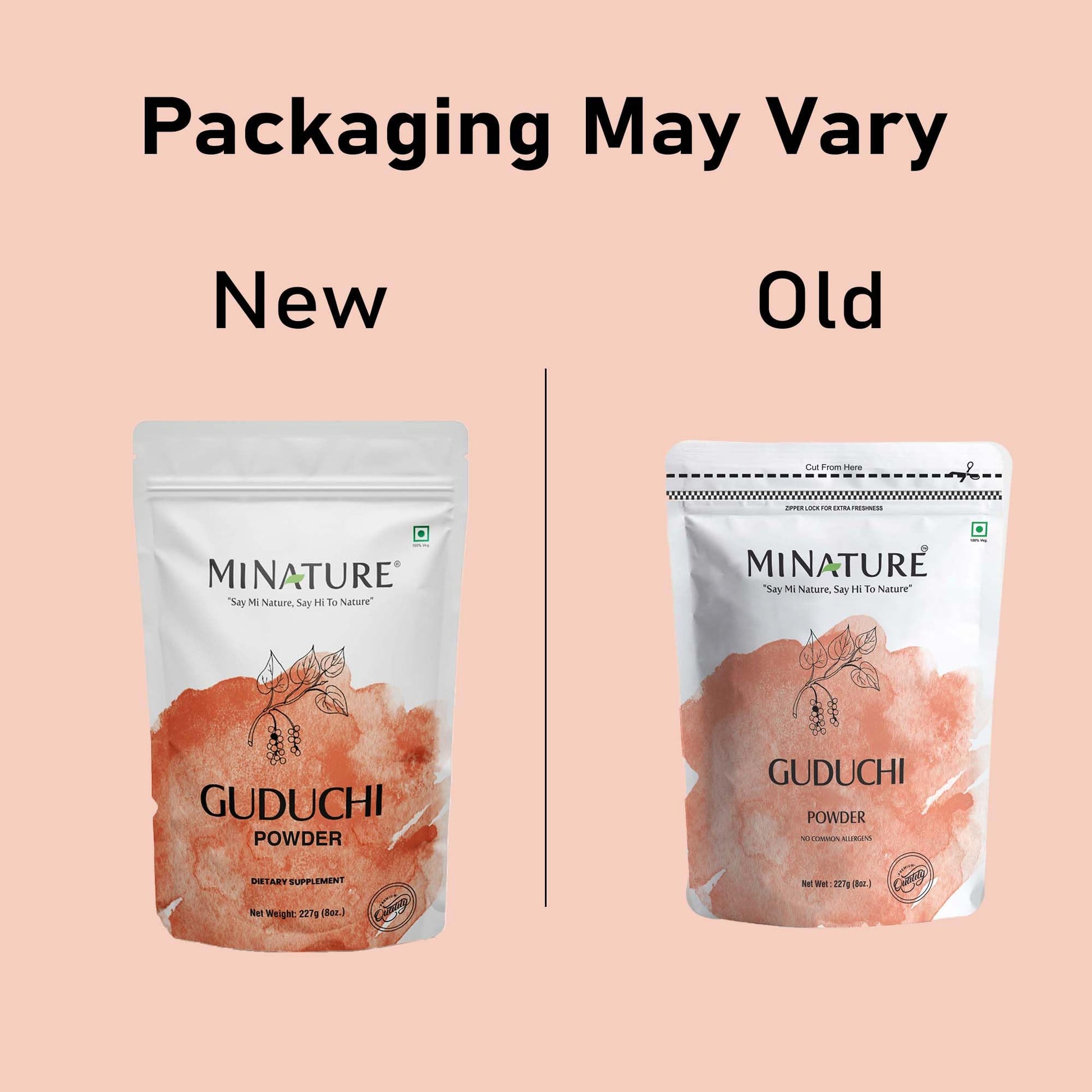 Side view of the 227 grams resealable zip lock Ayurvedic powder packaging
