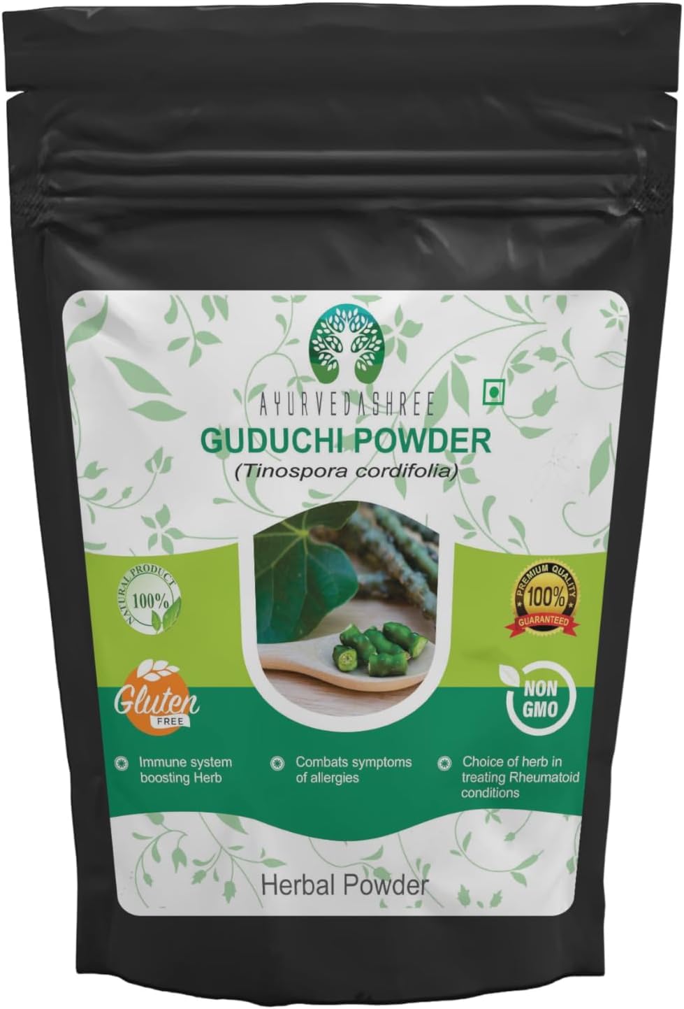 Fine milled organic Guduchi stem churna for wellness and dosha balance