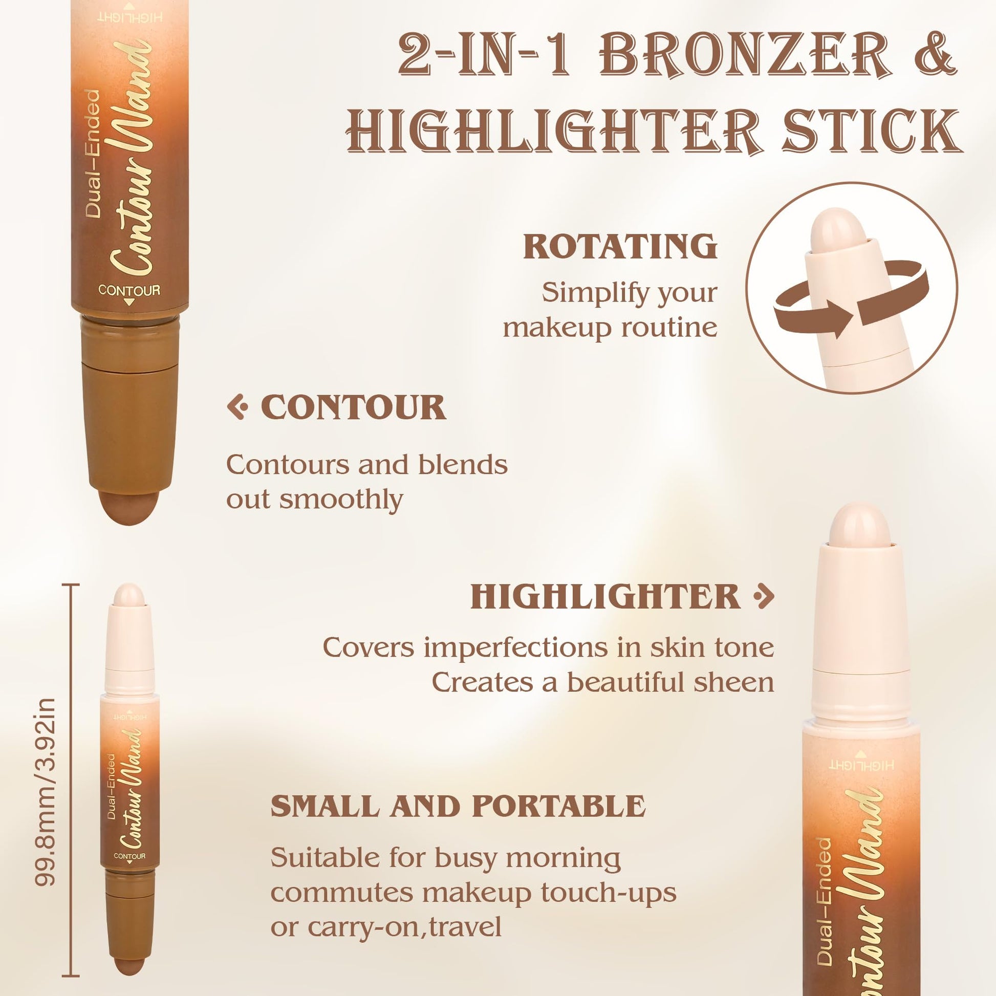 Two in one cream bronzer pen showing both highlight and shadow shades