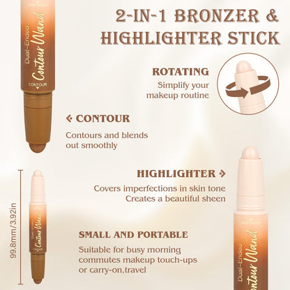 Two in one cream bronzer pen showing both highlight and shadow shades