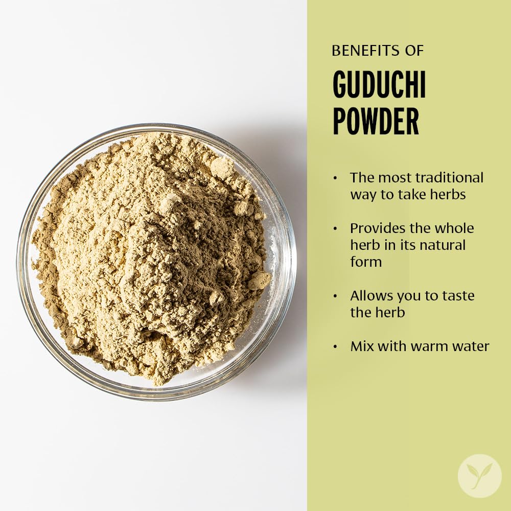 Banyan Botanicals Organic Guduchi Powder certified organic and Fair for Life trade seals on packaging back