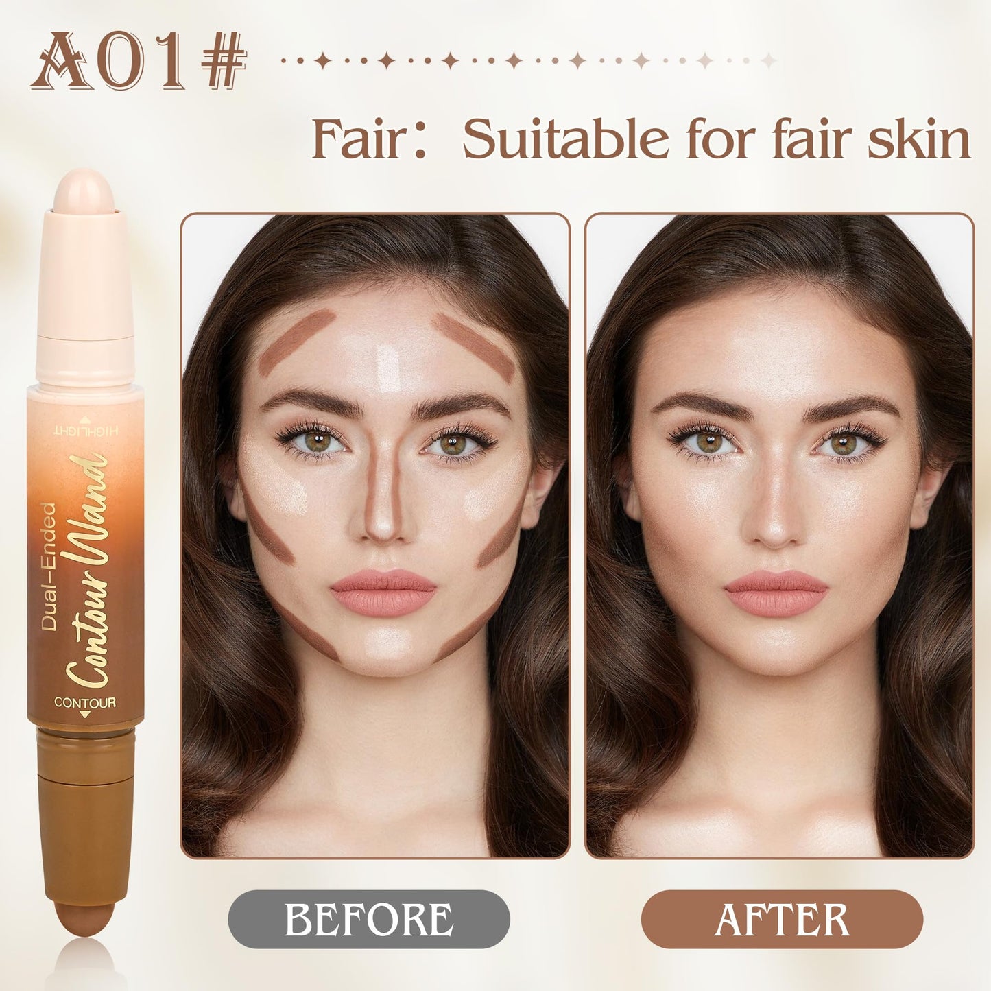 Easy to blend face contour stick application on the cheekbones
