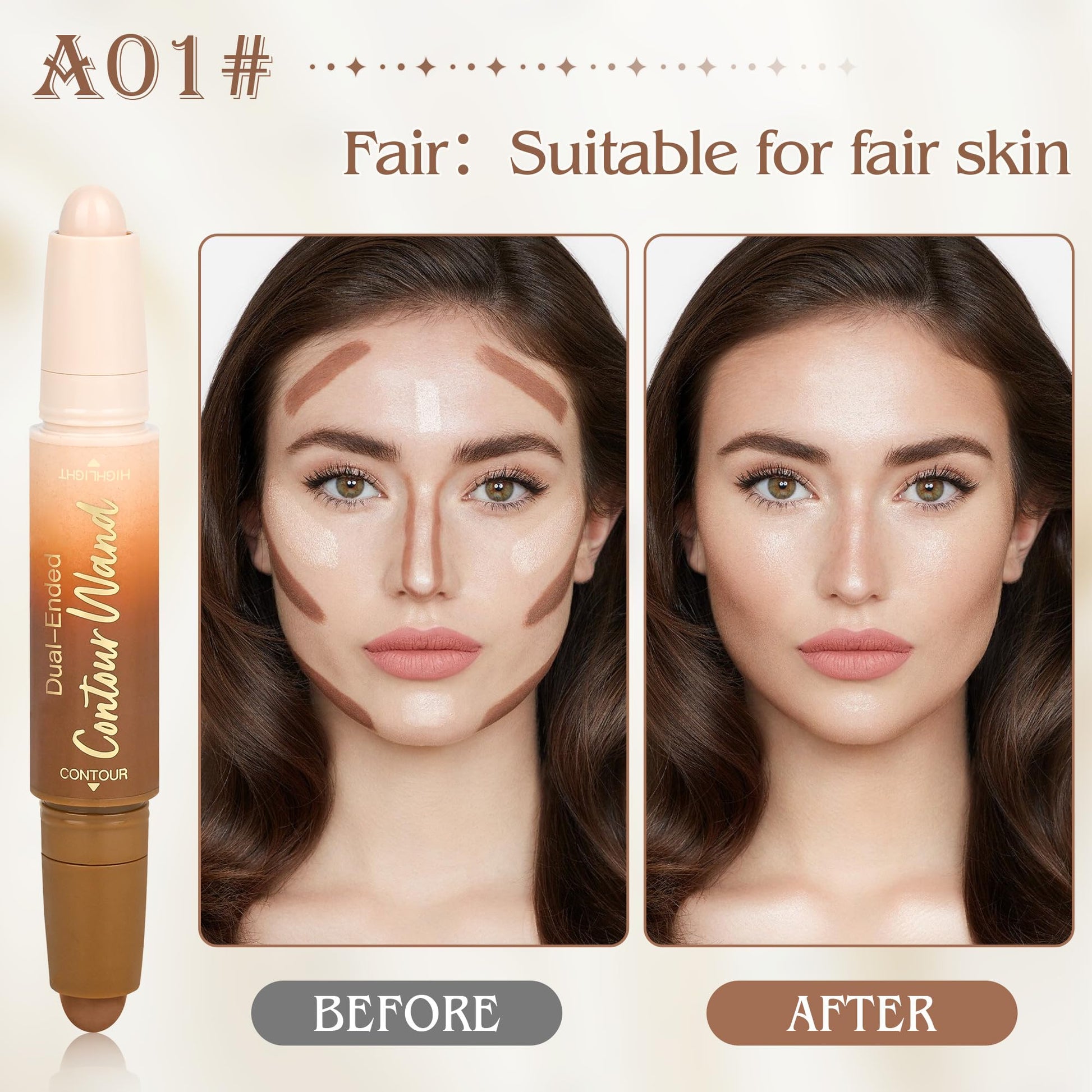 Easy to blend face contour stick application on the cheekbones