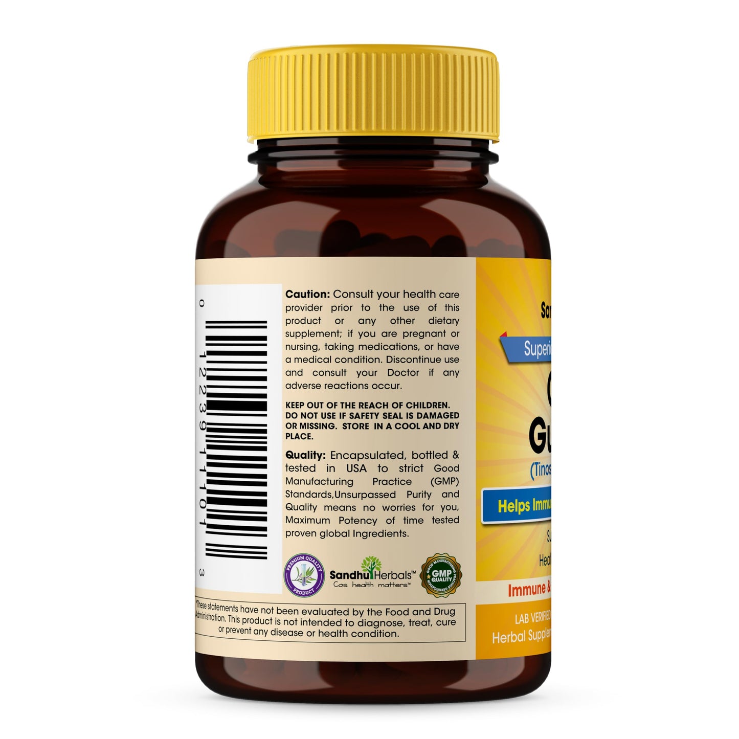 Authentic USA manufactured Giloy 1000mg herbal dietary supplement capsules bottle