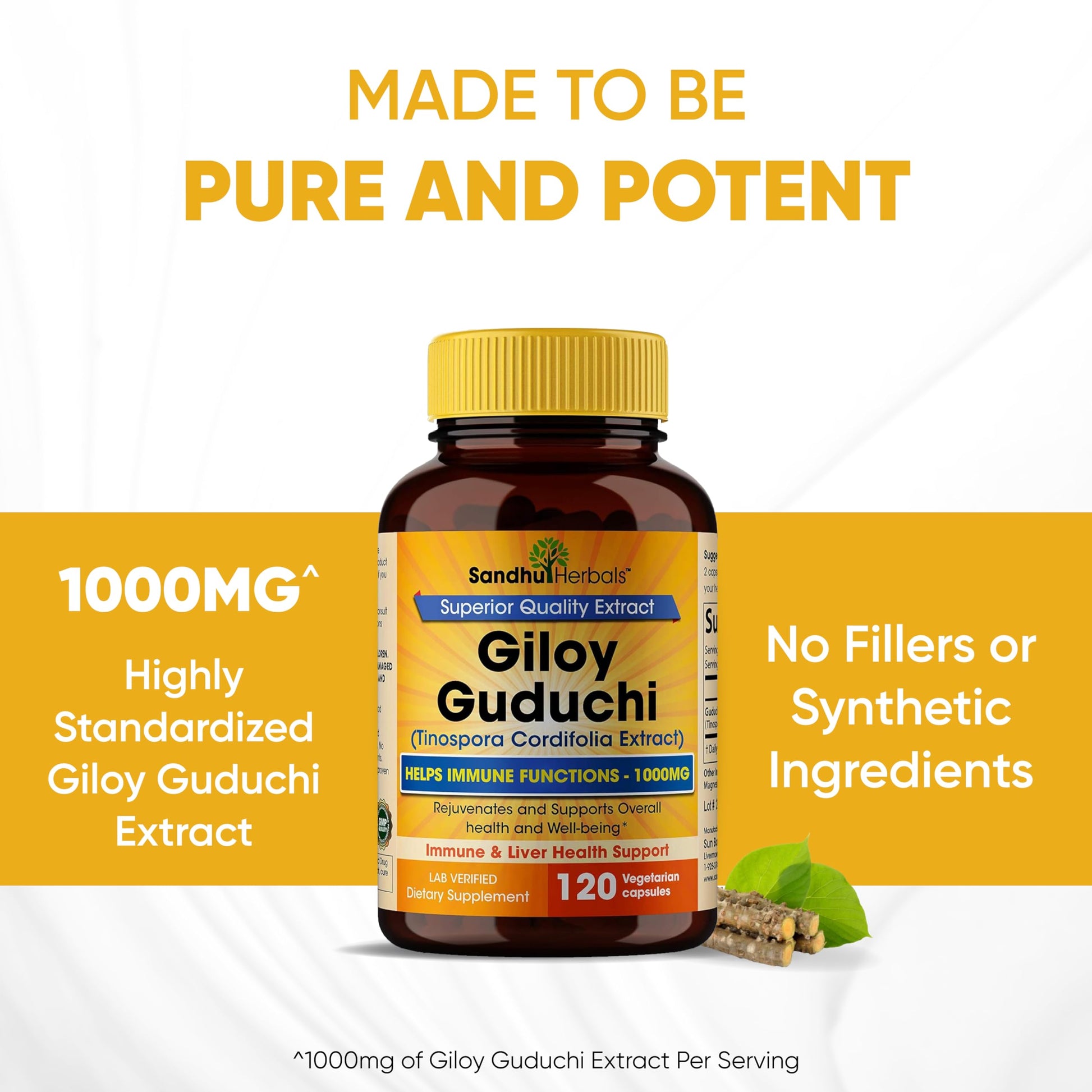 USA imported premium SandhuHerbals organic Guduchi capsules for Indian wellness