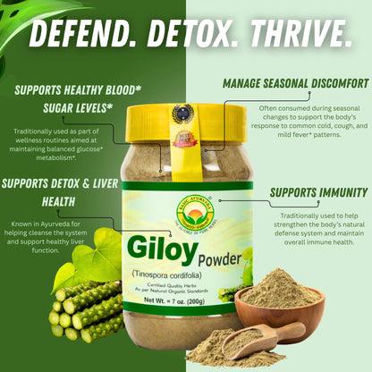 Detailed ingredient label of authentic Giloy Guduchi powder