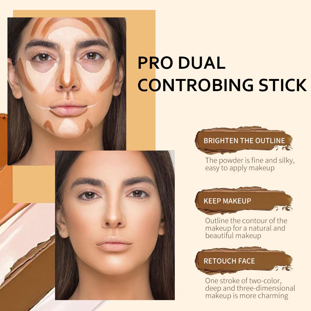Open contour and highlighter stick set showing cream makeup textures.