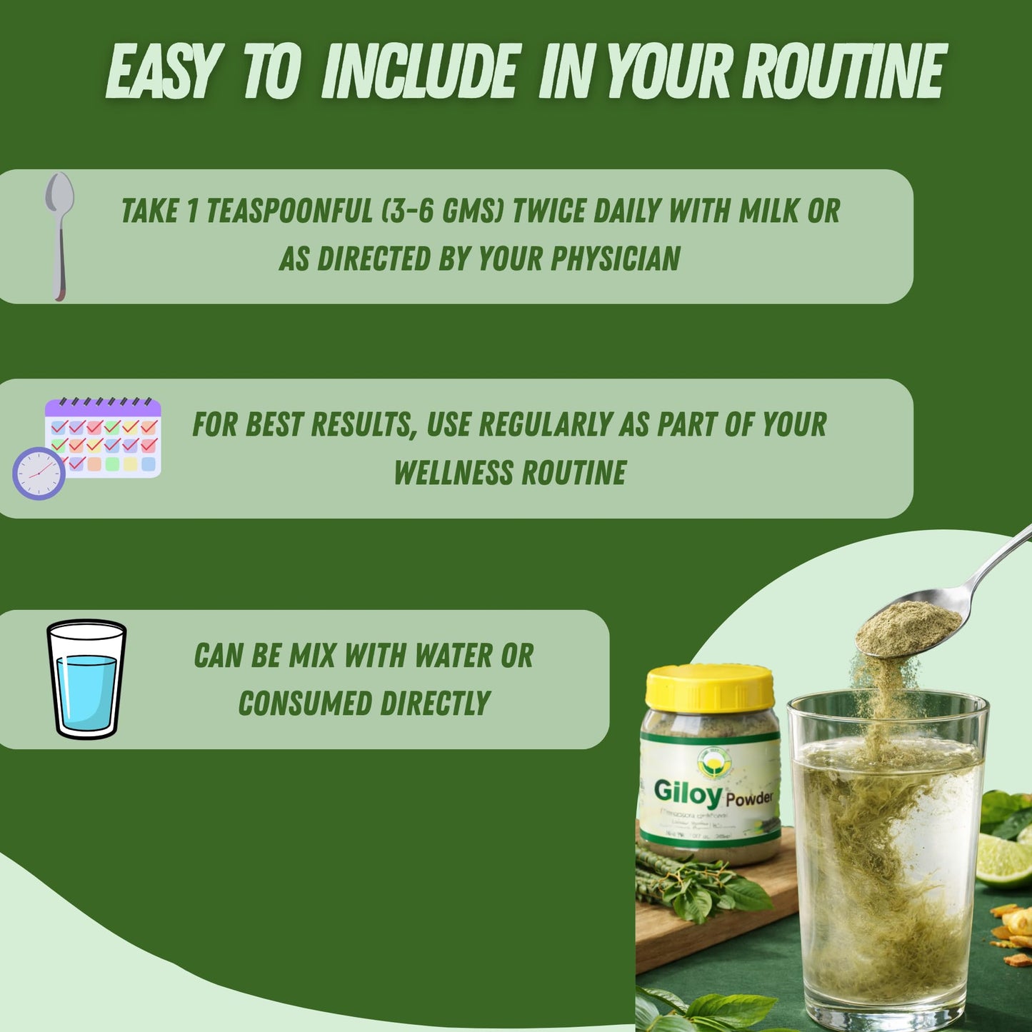 Back view of the 200g Giloy herbal supplement jar