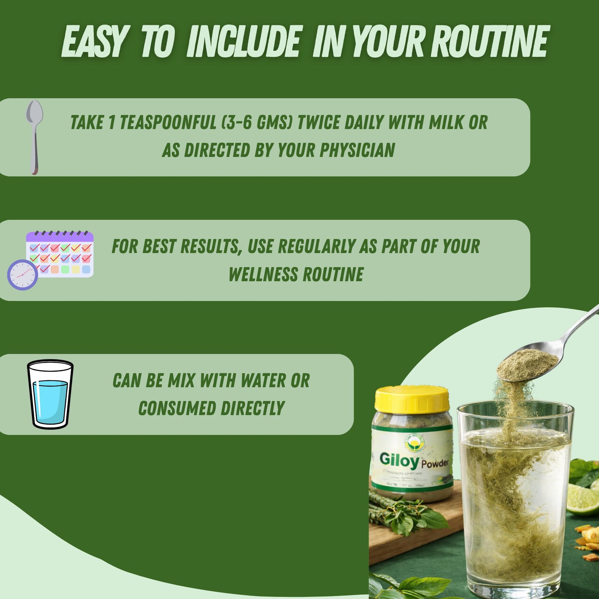 Back view of the 200g Giloy herbal supplement jar