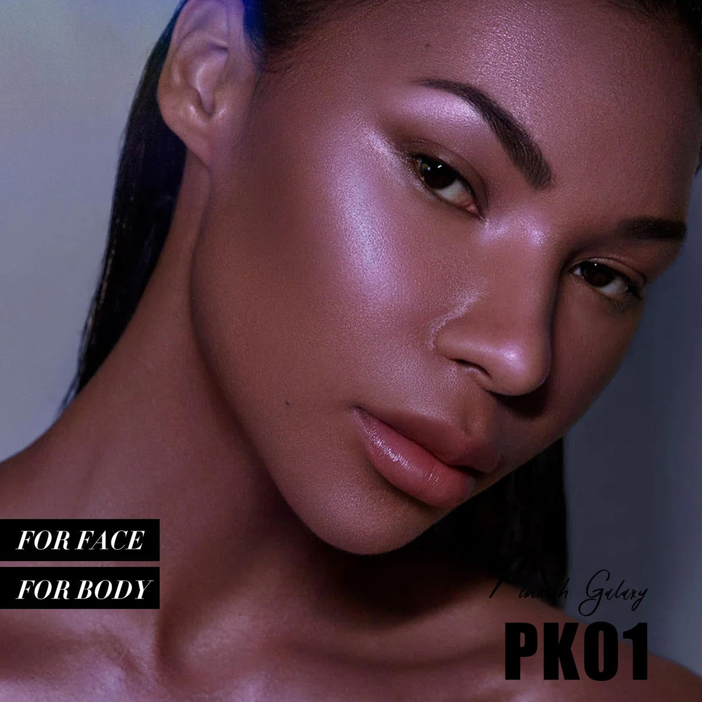 Close up view of the gel to powder texture of the FOCALLURE shimmer face and body highlighter showing microfine particles.