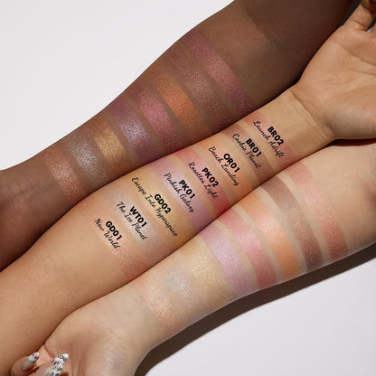FOCALLURE long lasting face and body highlighter swatched on skin to highlight the lightweight luminous radiance.